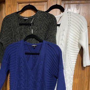 Express Vneck chunky knit sweaters (3)